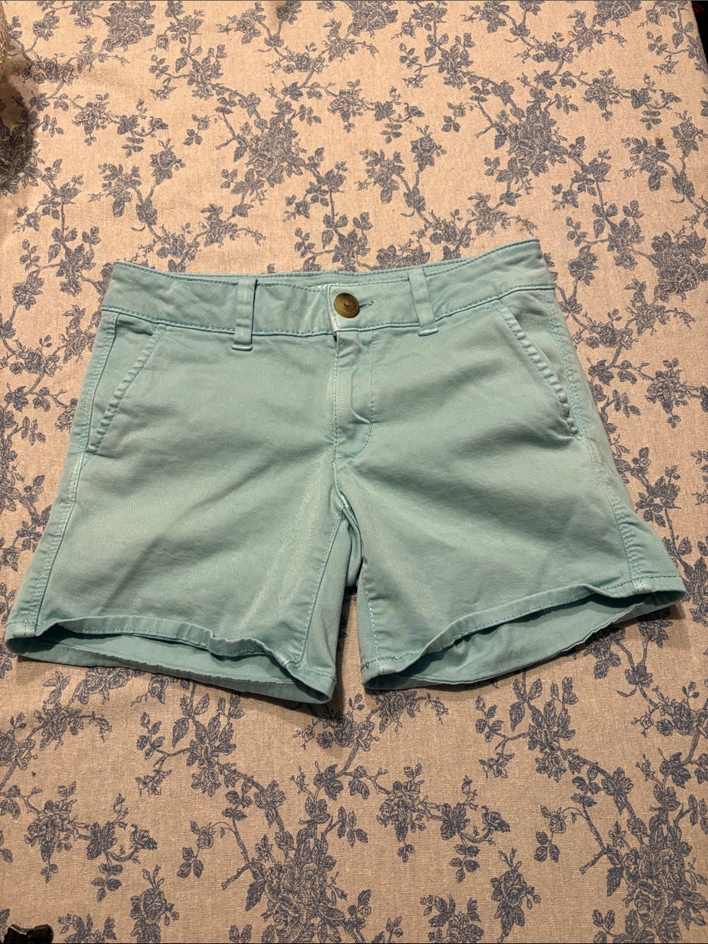 American Eagle Women’s Light Aqua Cotton Casual Shorts